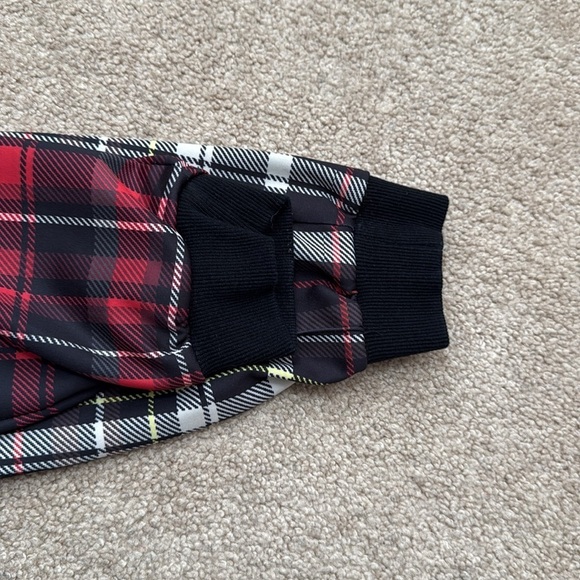 Alice + Olivia Tokyo Combo Two Toned Plaid Hi Tech Red/Black Joggers Size XS - Picture 10 of 10
